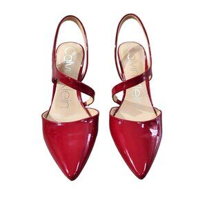 Calvin Klein Geena Pump Red Patent Like New Condition Women's Size 8M